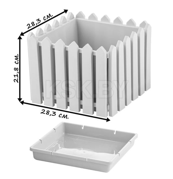 Кашпо квадратное среднее "Лардо" 28,3х28,3х21,8 см (белый) (ЭП 205784) 
