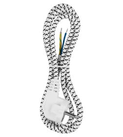 Шнур с вилкой в тканевой оплетке ПВС 3х0,75 1,8м белый TDM