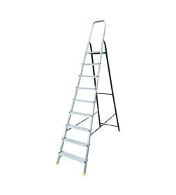 Лестница-стремянка алюминиевая 9 ступеней (усиленная, площадка сталь) Алюмет AMS7809