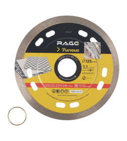Диск алмазный по керамике 125 мм сплошной ультратонкий RAGE Furious 605127
