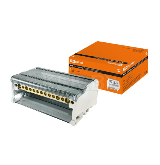 Блок распределительный модульный на DIN-рейку МРБ-125 4П 125А 4х15 групп TDM SQ0823-0015 (SQ0823-0015) 