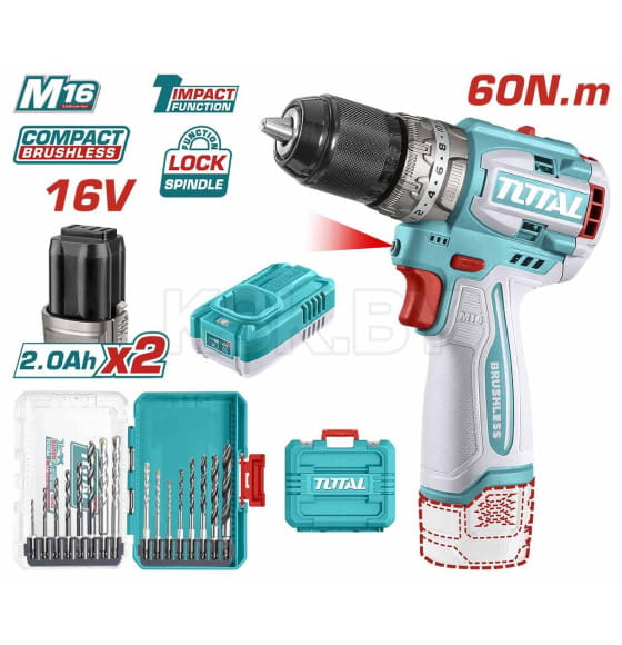 Дрель-шуруповерт аккумуляторная ударная TOTAL TOSLI241199 (TOSLI241199) 