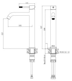 Смеситель для умывальника Voda Vessel, VSL25GM