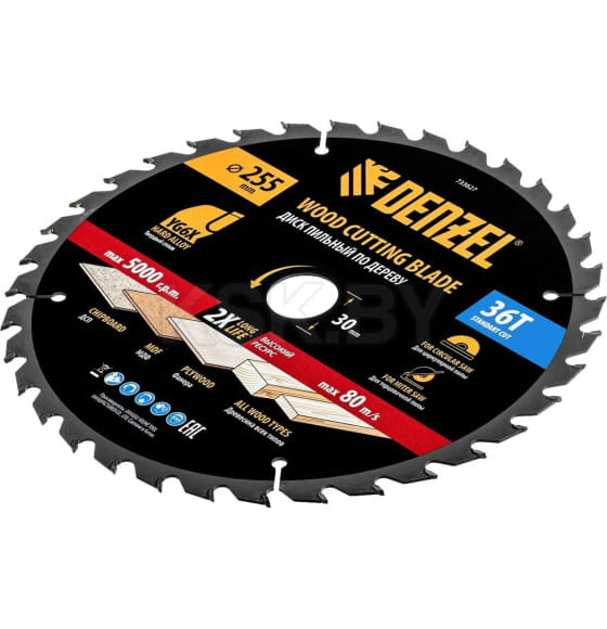 Диск пильный по дереву 255х36Tх30мм Denzel 733627 (733627) 