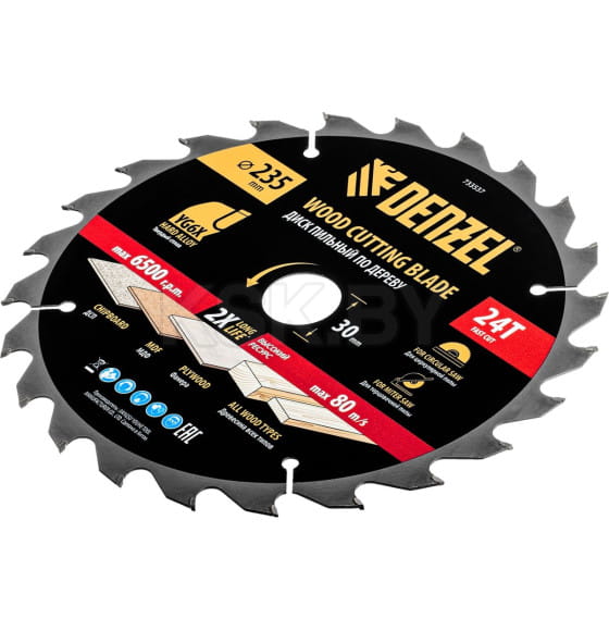 Диск пильный по дереву 235х24Tх30 мм Denzel 733537 (733537) 