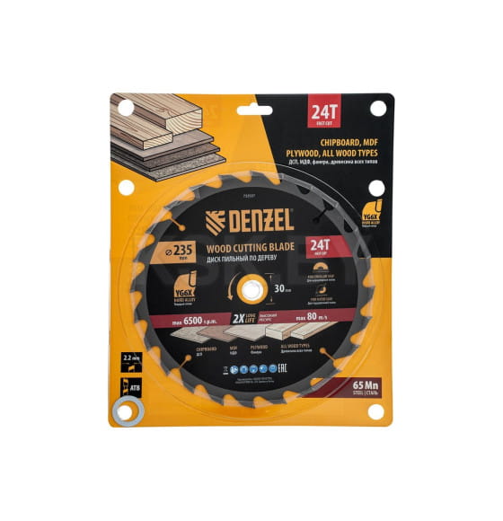Диск пильный по дереву 235х24Tх30 мм Denzel 733537 (733537) 