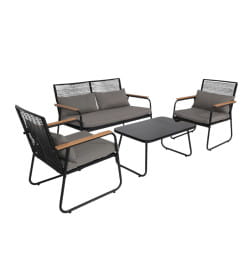 Комплект садовой мебели GARDENIA (2 кресла, диван, стол), черный/черный