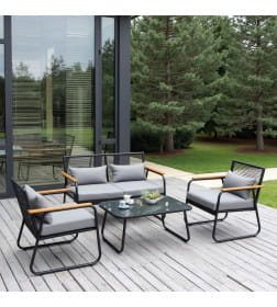 Комплект садовой мебели GARDENIA (2 кресла, диван, стол), черный/черный