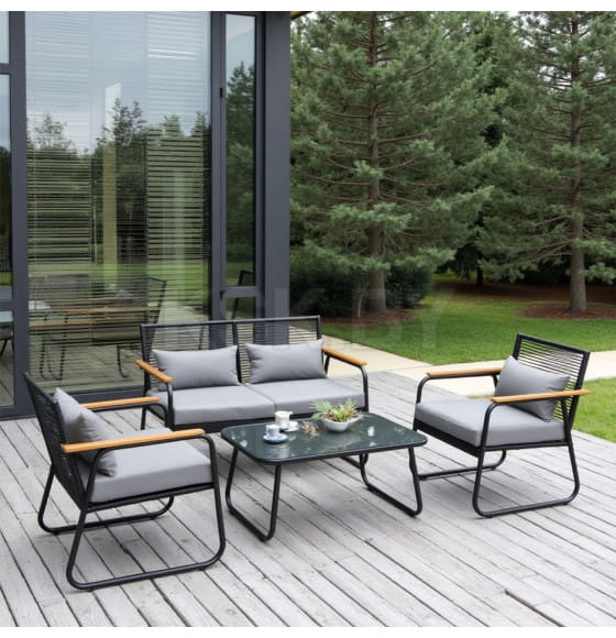 Комплект садовой мебели GARDENIA (2 кресла, диван, стол), черный/черный (118419) 