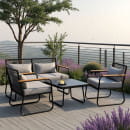 Комплект садовой мебели GARDENIA (2 кресла, диван, стол), черный/черный (118419) 