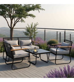 Комплект садовой мебели GARDENIA (2 кресла, диван, стол), черный/черный