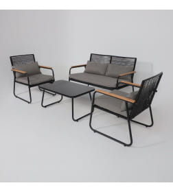 Комплект садовой мебели GARDENIA (2 кресла, диван, стол), черный/черный