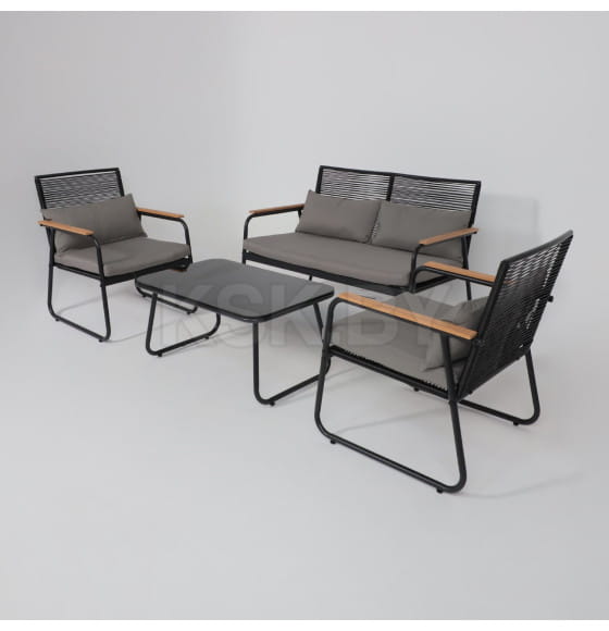 Комплект садовой мебели GARDENIA (2 кресла, диван, стол), черный/черный (118419) 