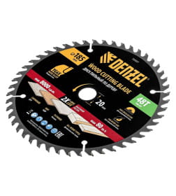 Диск пильный по дереву 185х48Tх20 мм тонкий Denzel 733337