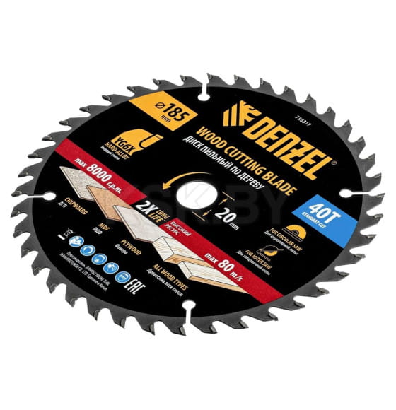 Диск пильный по дереву 185х40Tх20 мм Denzel 733317 (733317) 
