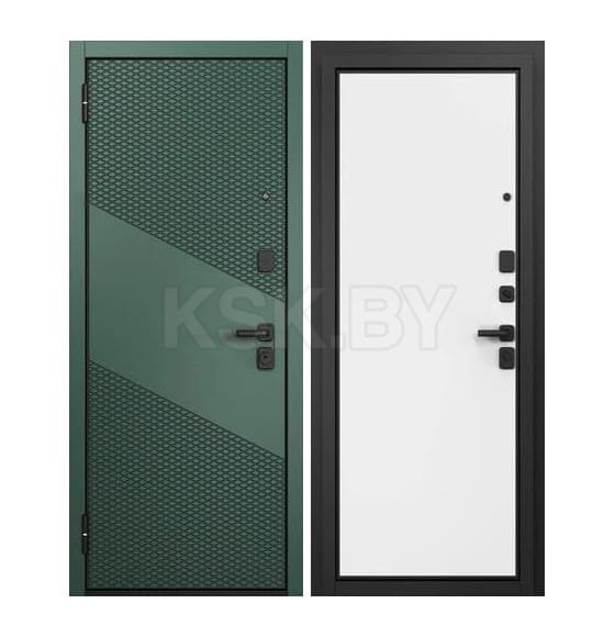 Дверь входная "Trust T4" Авокадо/белая эмаль (правая)  860х2050 мм,уценка