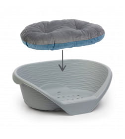 Лежак ALTA для кошек и собак пластиковый 610*415*205мм (с подушкой) (серый) М8410