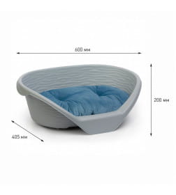 Лежак ALTA для кошек и собак пластиковый 610*415*205мм (с подушкой) (серый) М8410