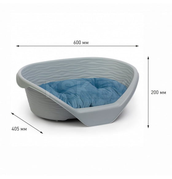 Лежак ALTA для кошек и собак пластиковый 610*415*205мм (с подушкой) (серый) М8410 (М8410) 