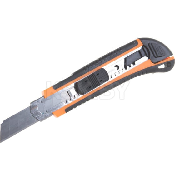 Нож с выдвижным лезвием 18 мм двухкомпонентный корпус, автоматический фиксатор Вихрь 73/10/10/4 (73/10/10/4) 