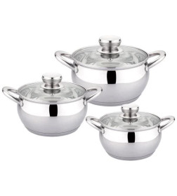 Набор кастрюль для кухни (6 пр) 3 кастрюли 24/20/18 см с крышками HR 113-1 Haus Roland