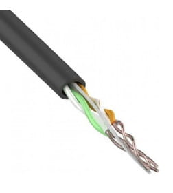 Кабель витая пара U/UTP, категория 5e, PE, 2PR, 24AWG, внешний, черный, 305 м REXANT 01-0025