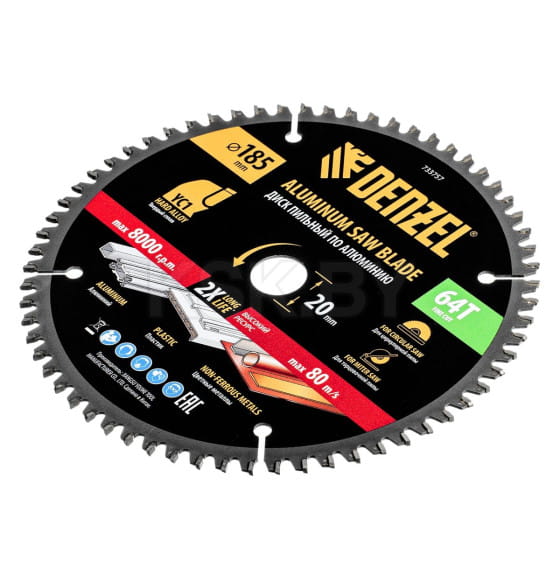 Диск пильный по алюминию 185х64Tх20 мм Denzel 733757 (733757) 