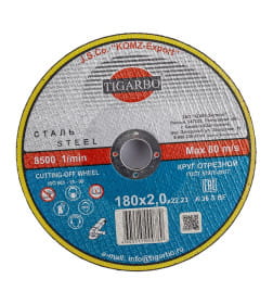 Круг отрезной по стали 180x2,0x22,23 мм TIGARBO ТК-118020074