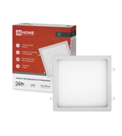 Панель светодиодная встраиваемая квадратная SLP 24Вт 230В 4000К 1680Лм 300мм белая IP40 IN HOME 4690612035710