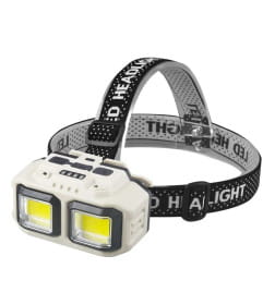 Фонарик налобный,YM-HX-816S зарядка USB, 2 COB (белый+красный), 1х18650, датч.движения