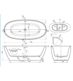 Ванна акриловая 170х80 см Vento Spa FORETTA AURA