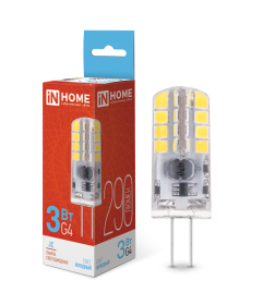 Лампа светодиодная LED-JC 3Вт 12В G4 6500К 290Лм IN HOME 4690612036045