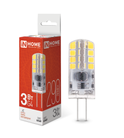 Лампа светодиодная LED-JC 3Вт 12В G4 4000К 290Лм IN HOME 4690612036021