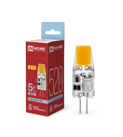 Лампа светодиодная LED-JC-COB 5Вт 12В G4 6500К 520Лм IN HOME 4690612060279