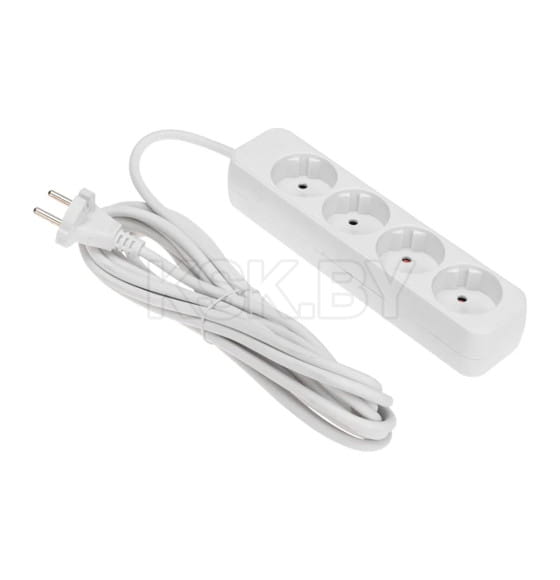 Удлинитель 4 гнезда, 5м, 2х1,0мм², б/з, белый REXANT STANDARD 13-4025 (13-4025) 