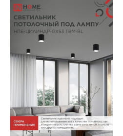Светильник потолочный НПБ-ЦИЛИНДР-GX53 TBM-BL 80х90 мм черный IN HOME 4690612056425