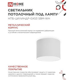 Светильник потолочный НПБ-ЦИЛИНДР-GX53 SBM-WH 80х55 мм белый IN HOME 4690612056395
