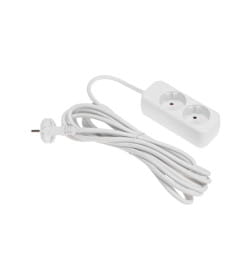 Удлинитель 2 гнезда, 5м, 2х1,0мм², б/з, белый REXANT STANDARD 13-4002