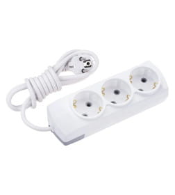 Удлинитель 3 гнезда, 5м, 3х1,5мм², с/з, белый REXANT PREMIUM 13-4102