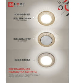 Светильник встраиваемый GX53R-crystal R43L под лампу GX53 с подсветкой 230B светло-золотистый/золото IN HOME 4690612016207