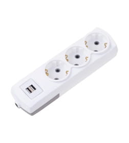 Удлинитель 3 гнезда, 3м, 3х1,5мм², с/з, 2 USB, белый REXANT PREMIUM 13-4110