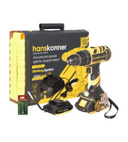 Дрель-шуруповерт аккумуляторная Hanskonner HCD1865I
