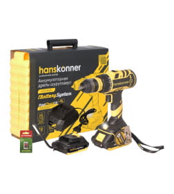 Дрель-шуруповерт аккумуляторная Hanskonner HCD1865C