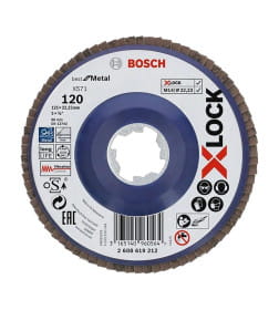 Круг лепестковый 125х22.2 мм G80 плоский BEST FOR METAL X-LOCK BOSCH 2608619211