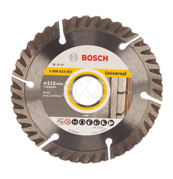 Диск алмазный 115х22.2 мм универсальный сегментный, сухой рез Turbo STANDARD FOR UNIVERSAL BOSCH 2608615057 (2608615057) 