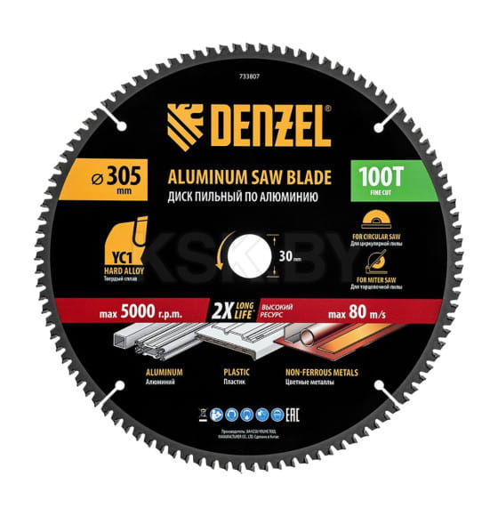 Диск пильный по алюминию 305х100Tх30 мм Denzel 733807 (733807) 