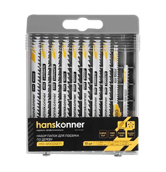 Набор пилок для лобзика (10 шт.) Hanskonner H10-WOODSET1 (H10-WOODSET1) 