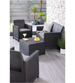 Комплект мебели (2х местный диван, 2 кресла, столик) "Elodie 2 seater", графит