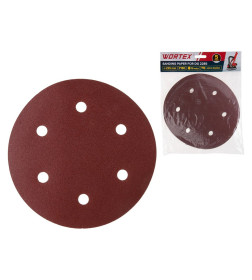 Шлифлист 225 мм Р180 самосцепляющийся, 6 отверстий (5 шт.) WORTEX 1304564