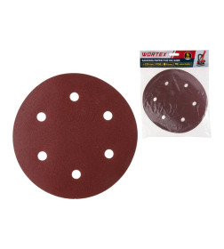 Шлифлист 225 мм Р150 самосцепляющийся, 6 отверстий (5 шт.) WORTEX 1304563